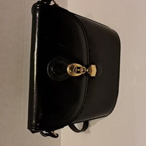 MARCHINO Black Leather Bucket Style Handbag with Gold Hardware